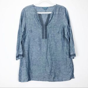 Fleur Bleue Blue Linen/Cotton Tunic Cover-up/top M